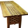 Ръчно изработена дървена маса с вградена мозайка